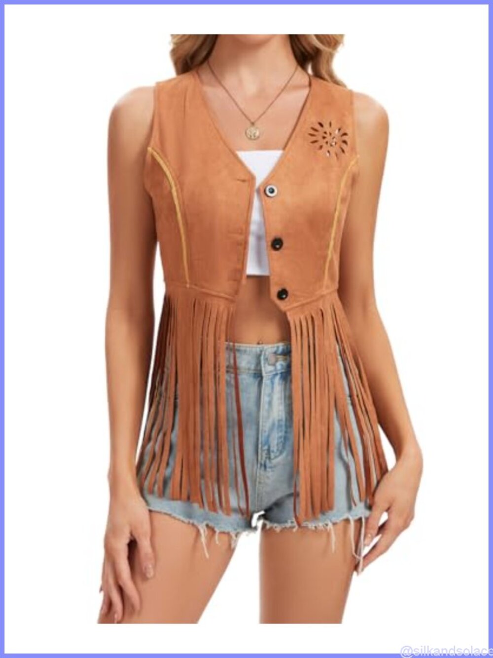 Women's Faux Suede Fringe Vest Sleeveless Tassel Western Cowgirl Hippie